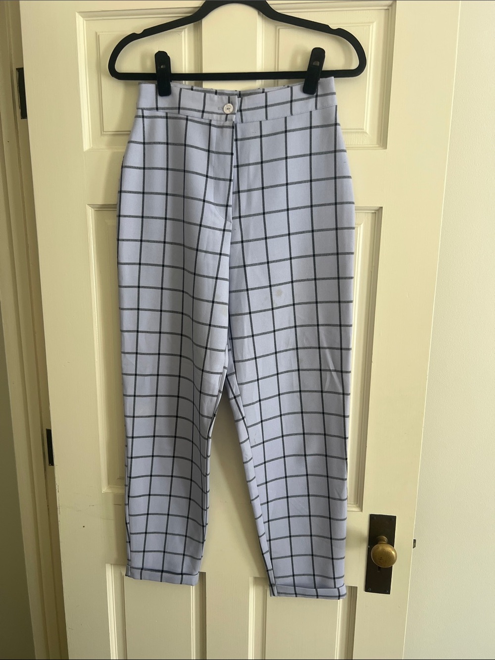 Nasty Gal Light Blue Windowpane Check Trousers